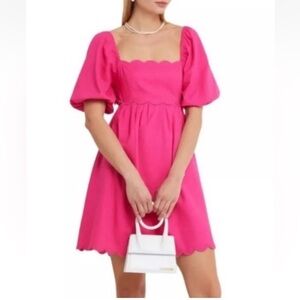 O.P.T. Dress Puff Arm Pink/Red dress Size small puff sleeve